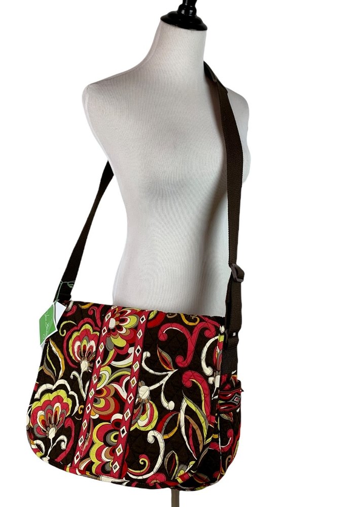 $84 Vera Bradley Messenger Bag Tote Large Crossbody Puccini Floral Pattern NEW!